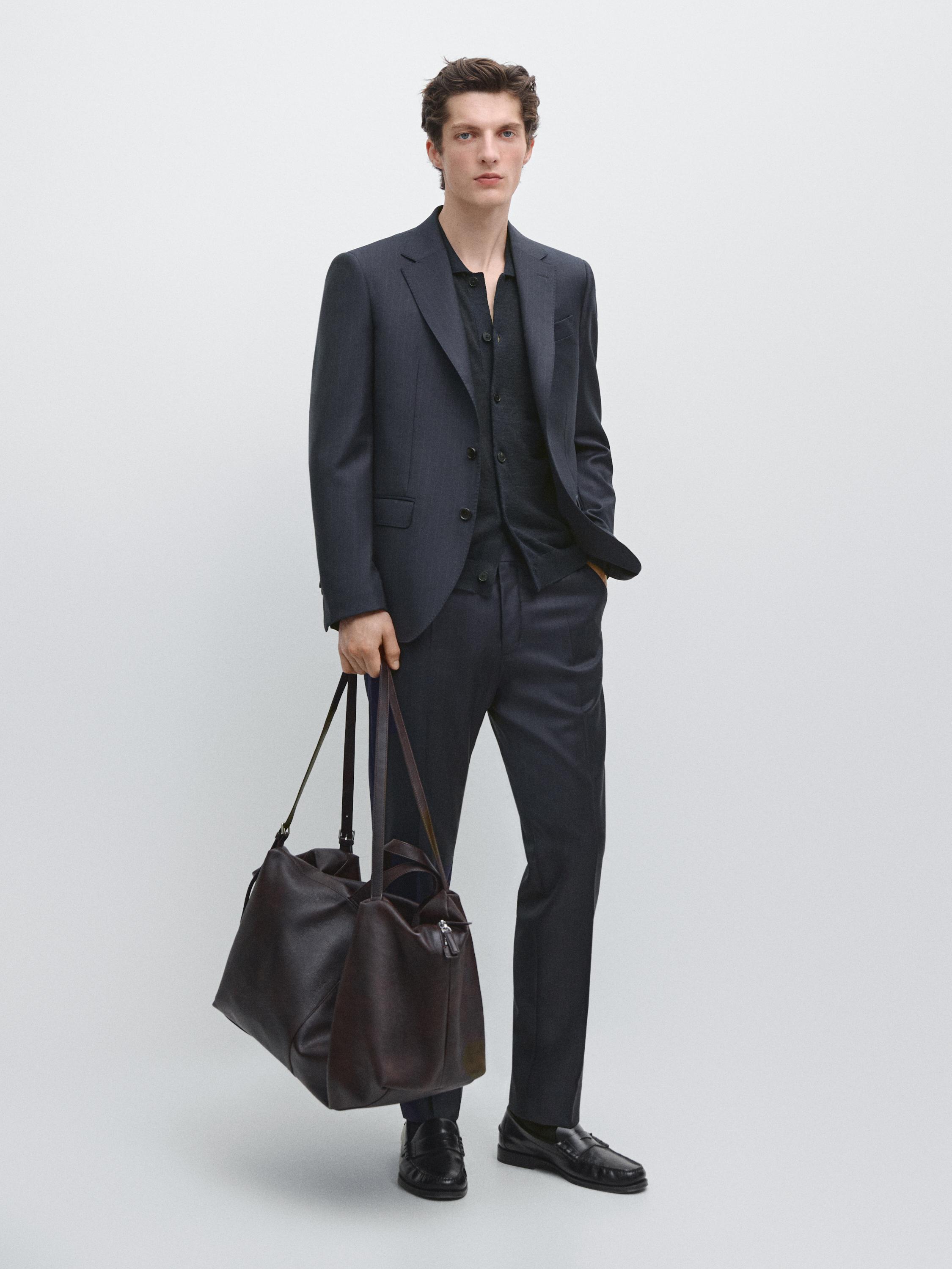 Striped cool wool suit trousers